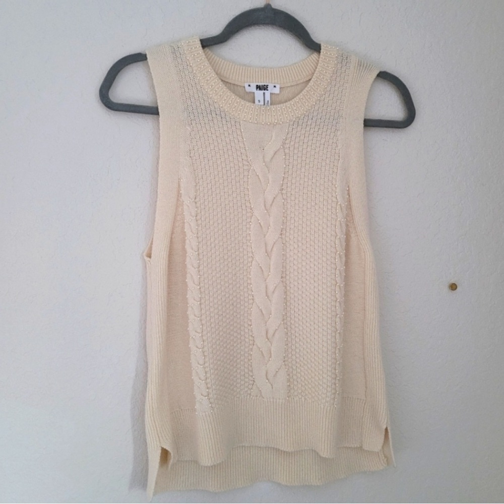 Guinevere Wool Cable Knit Beaded Sweater Vest